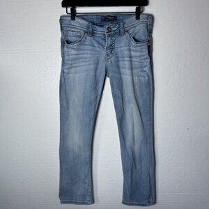 Silver Jeans Suki Capri Womens Sz 28 Light Wash Blue Denim Mid Rise Thick Stitch